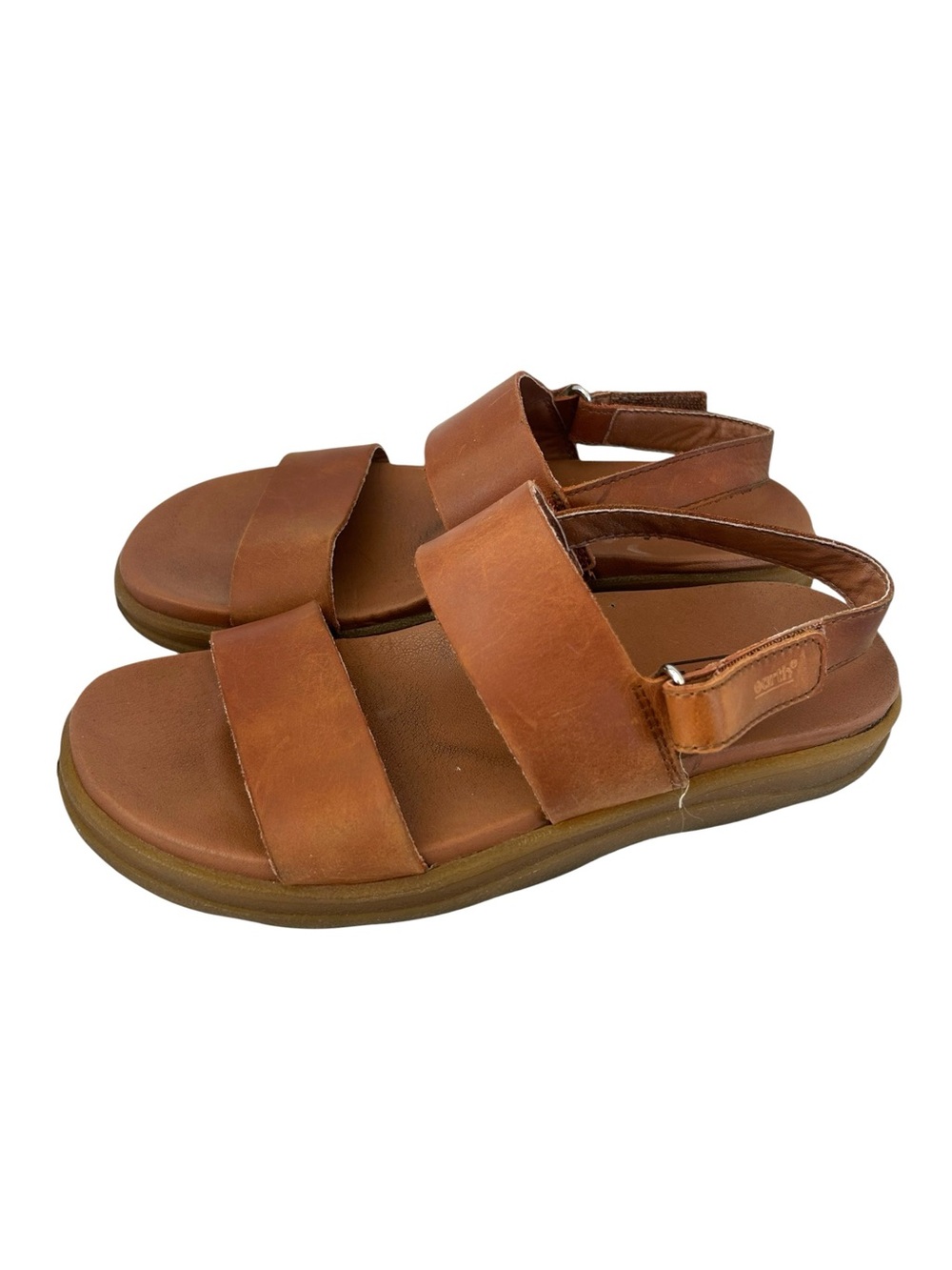 Earth Leah Sandal Brown Leather Womens Size 8 Strap Flat